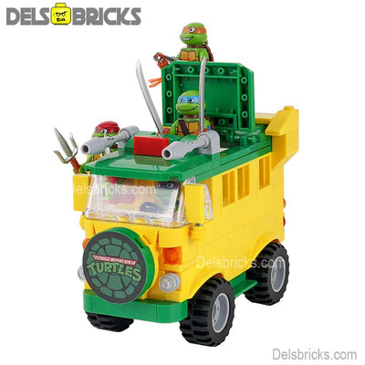 TMNT Turtles with Pizza Truck (Teenage Mutant Ninja Turtles) - Custom Building Blocks Mini Figures Compatible with LEGO