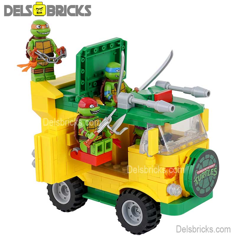 TMNT Turtles with Pizza Truck Teenage Mutant Ninja Turtles Custom Building Blocks Mini Figures Compatible with LEGO