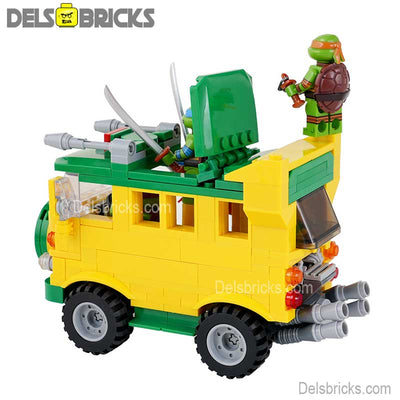TMNT Turtles with Pizza Truck (Teenage Mutant Ninja Turtles) - Custom Building Blocks Mini Figures Compatible with LEGO