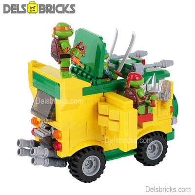 TMNT Turtles with Pizza Truck (Teenage Mutant Ninja Turtles) - Custom Building Blocks Mini Figures Compatible with LEGO