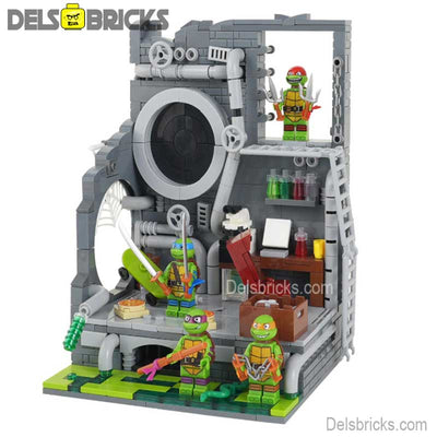 TMNT Turtles with Sewer Lair (Teenage Mutant Ninja Turtles) - Custom Building Blocks Mini Figures Compatible with LEGO