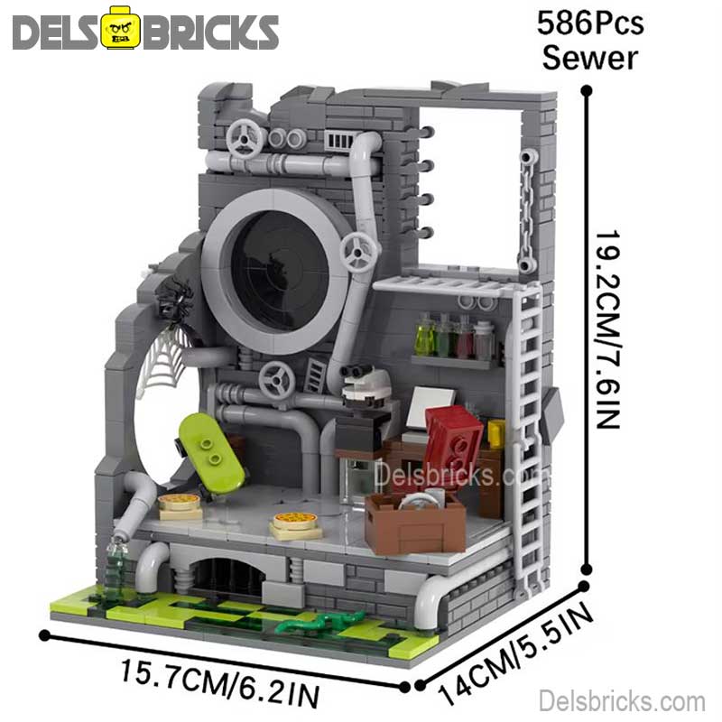 TMNT Turtles with Sewer Lair (Teenage Mutant Ninja Turtles) - Custom Building Blocks Mini Figures Compatible with LEGO