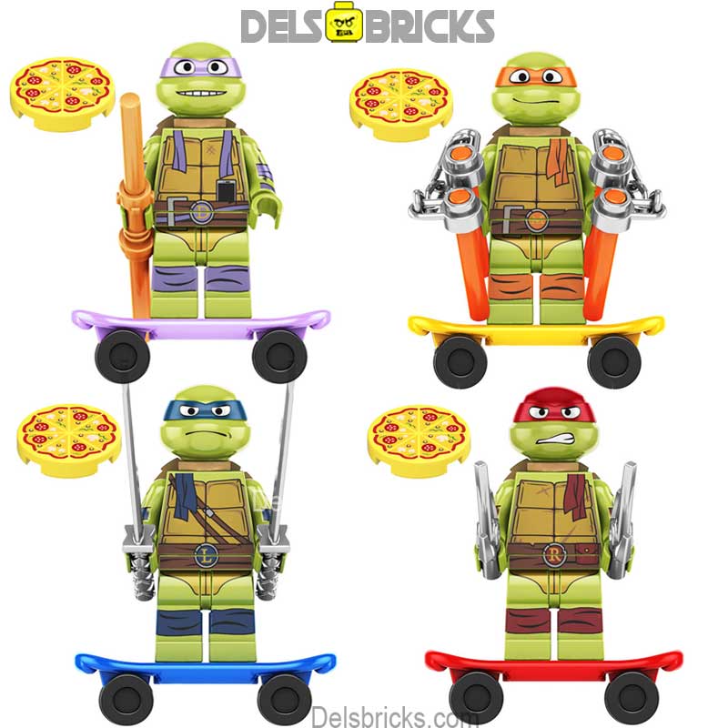 Set of 4 Mutant Mayhem (Teenage Mutant Ninja Turtles) - Custom Building Blocks Mini Figures Compatible with LEGO