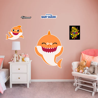 Grandma Shark - Baby Shark - RealBig Collection - Official Nickelodeon - Reusable Vinyl Wall Decals
