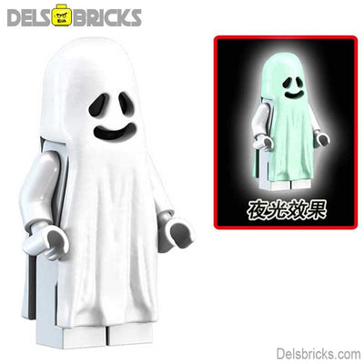 Glow in the Dark Happy Ghost (Horror) - Custom Building Blocks Mini Figures Compatible with LEGO