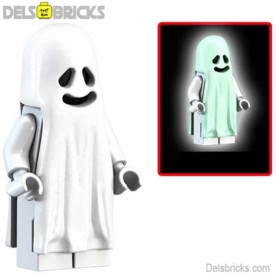 Glow in the Dark Happy Ghost (Horror) - Custom Building Blocks Mini Figures Compatible with LEGO