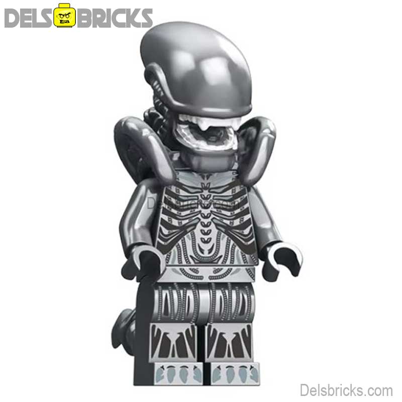 Xenomorph Metallic Gunmetal (Alien) - Custom Building Blocks Mini Figures Compatible with LEGO