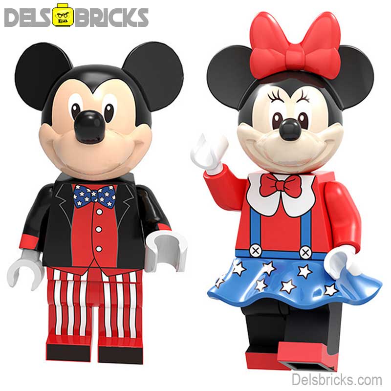 Set of 2 - Mickey & Minnie Mouse (Disney) - Custom Building Blocks Mini Figures Compatible with LEGO