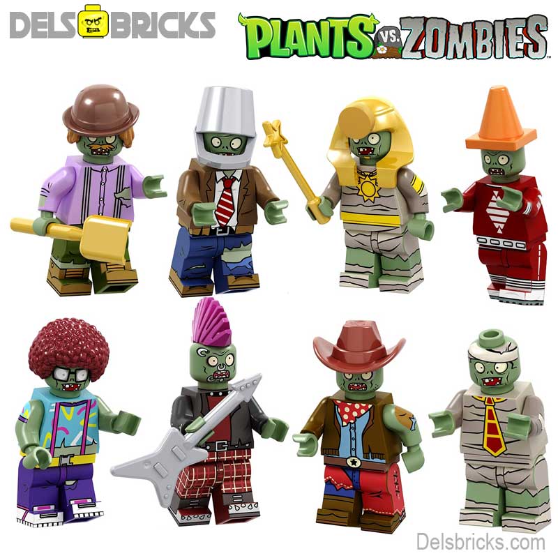 Set of 8 - Plants vs Zombies - Custom Building Blocks Mini Figures Compatible with LEGO