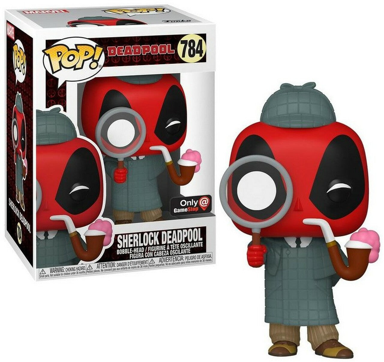 POP! Marvel: 784 Deadpool 30th, Sherlock Deadpool Exclusive– Display ...