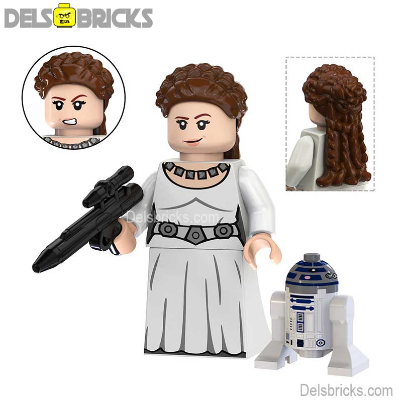 Princess Leia with R2D2 from A New Hope (Star Wars) - Custom Building Blocks Mini Figures Compatible with LEGO