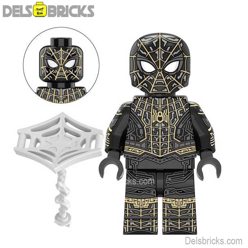 Spider-Man Black & Gold Spider Suit (Marvel Spider-Man) - Custom Building Blocks Mini Figures Compatible with LEGO