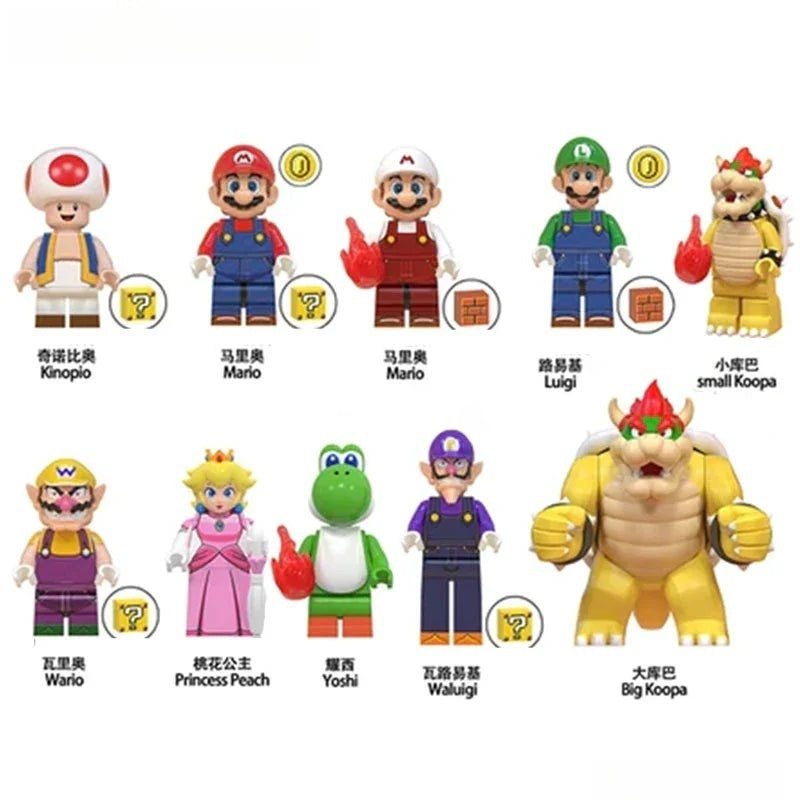 Set of 10 (Super Mario Bros) - Custom Building Blocks Mini Figures Com ...