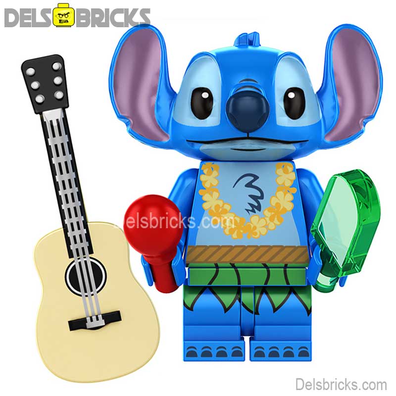 Stitch with Guitar & Hula Outfit (Lilo & Stitch) - Custom Building Blocks Mini Figures Compatible with LEGO