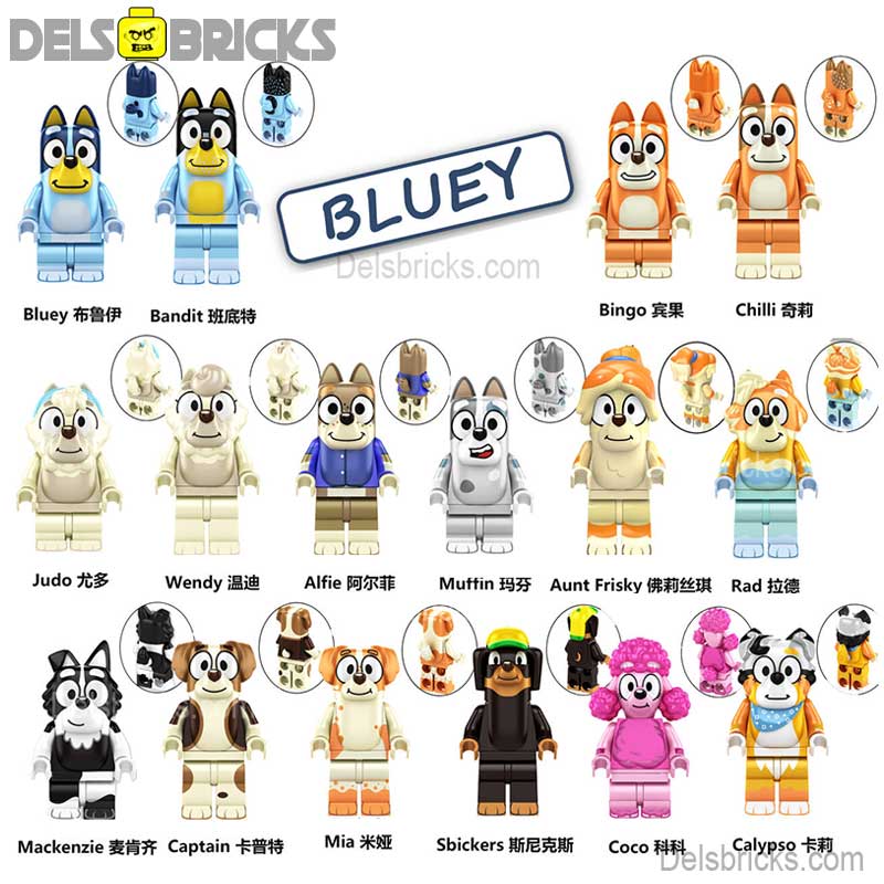 Set of 16 (Bluey) - Custom Building Blocks Mini Figures Compatible with LEGO