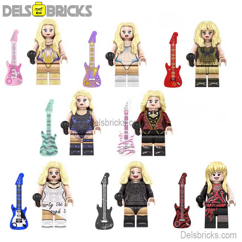 Set of 8 Taylor Swift (Music) Custom Building Blocks Mini Figures