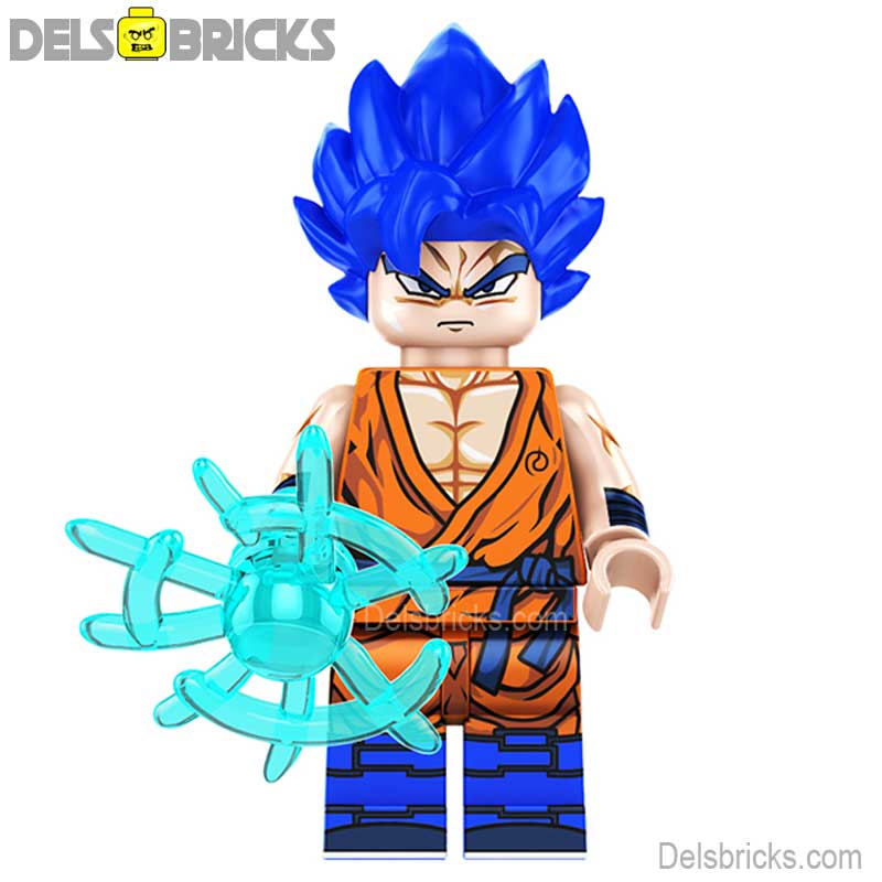 Goku Long Blue Hair (Dragon Ball Z Super) - Custom Building Blocks Mini Figures Compatible with LEGO