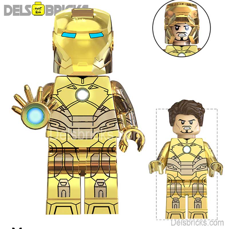 Iron Man Tony Stark Gold (Marvel Avengers) - Custom Building Blocks Mini Figures Compatible with LEGO