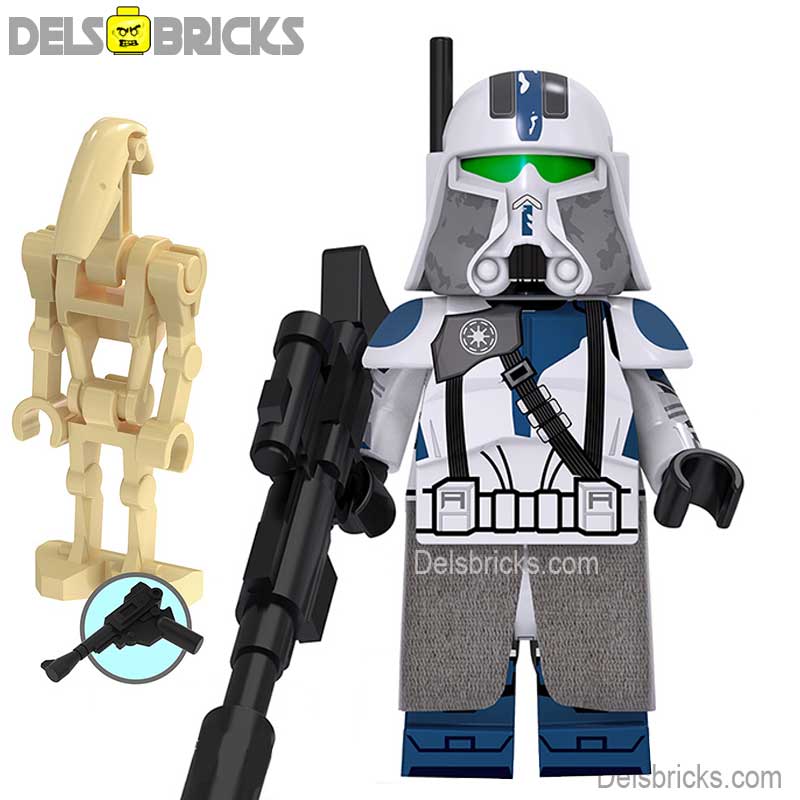 501st Legion Clone Trooper Commander & Battle Droid (Star Wars) - Custom Building Blocks Mini Figures Compatible with LEGO