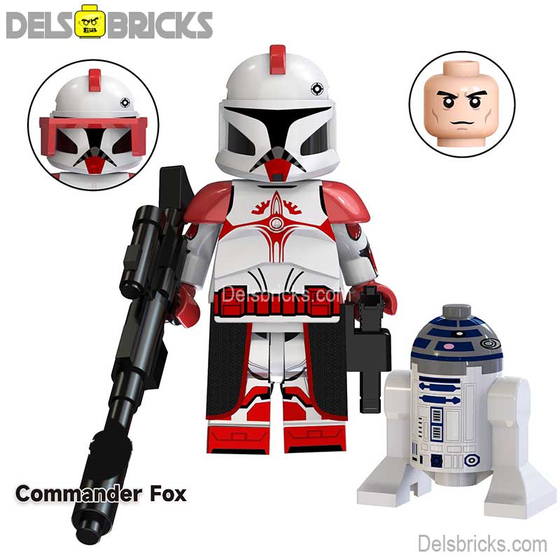 Clone Commander Fox & R2D2 Droid (Star Wars) - Custom Building Blocks Mini Figures Compatible with LEGO