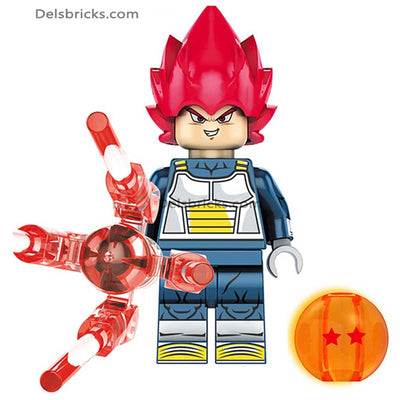 Vegeta Red Super Saiyan Hair (Dragon Ball Z) - Custom Building Blocks Mini Figures Compatible with LEGO