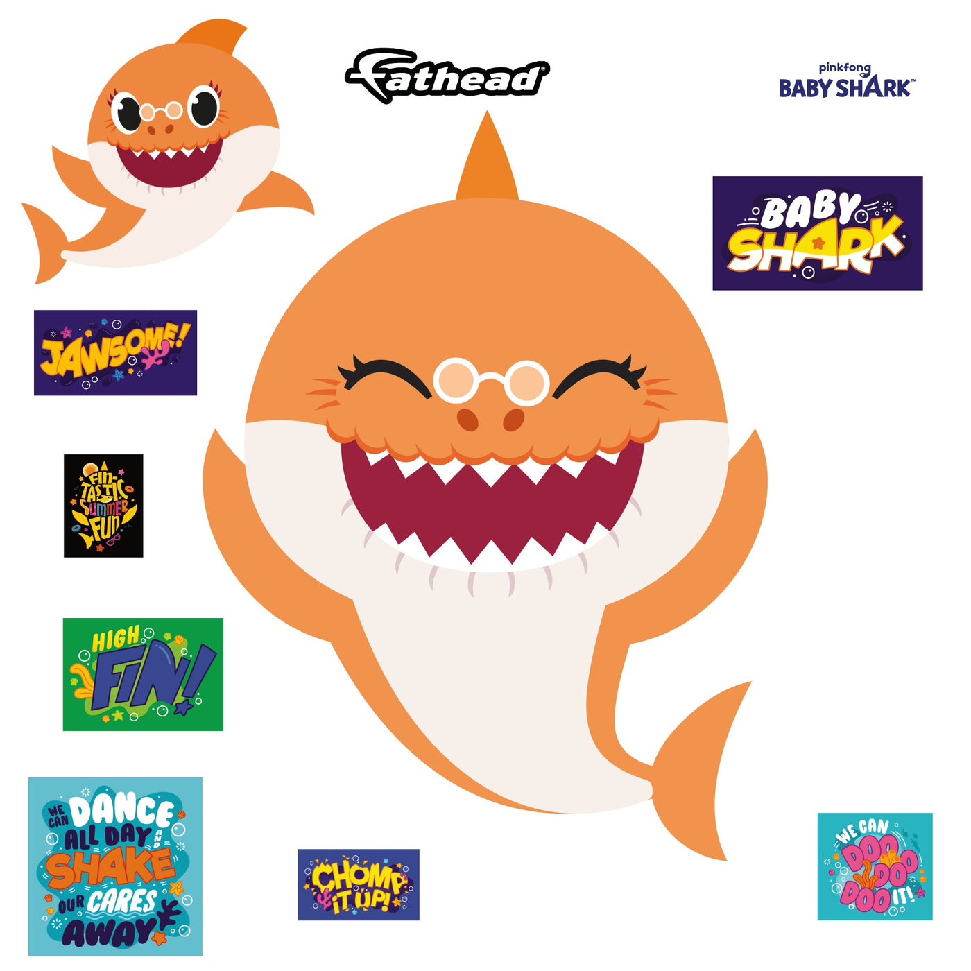 Grandma Shark - Baby Shark - RealBig Collection - Official Nickelodeon - Reusable Vinyl Wall Decals