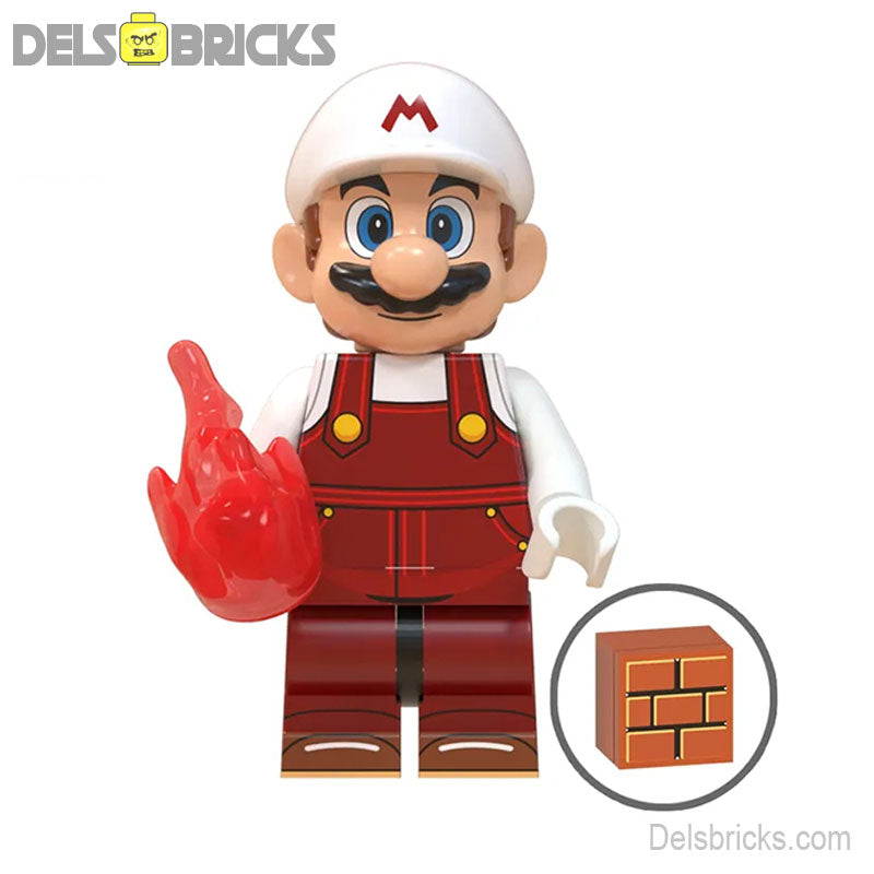 Fire Mario (The Super Mario Bros.) - Custom Building Blocks Mini Figures Compatible with LEGO