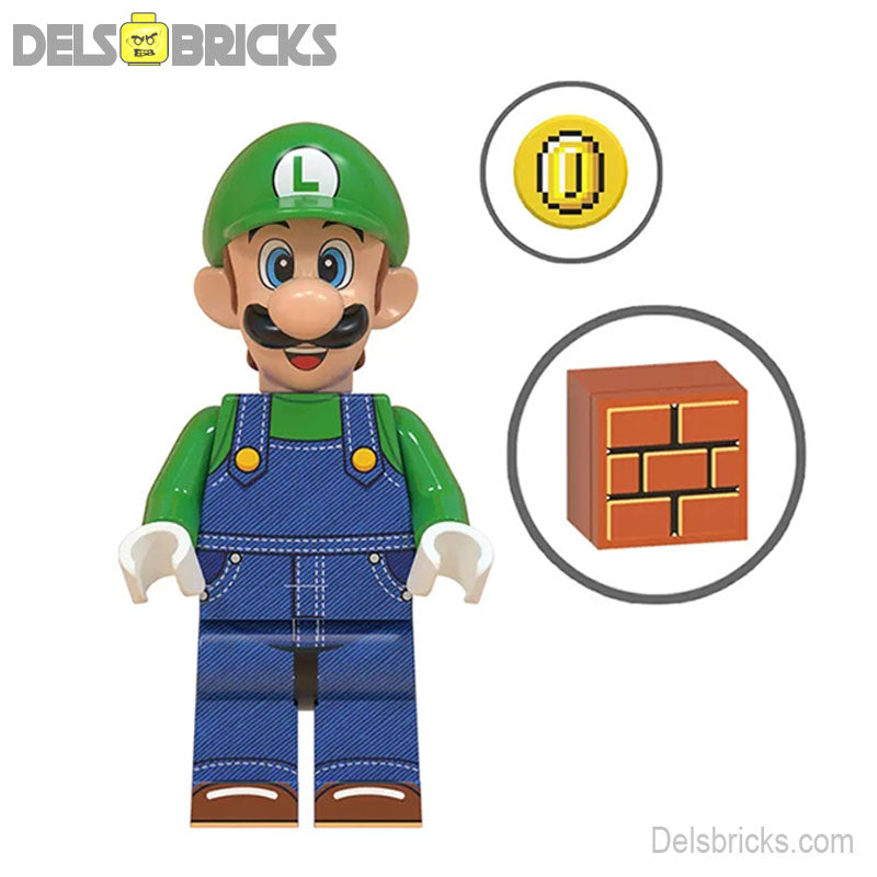 Luigi (The Super Mario Bros.) - Custom Building Blocks Mini Figures Compatible with LEGO