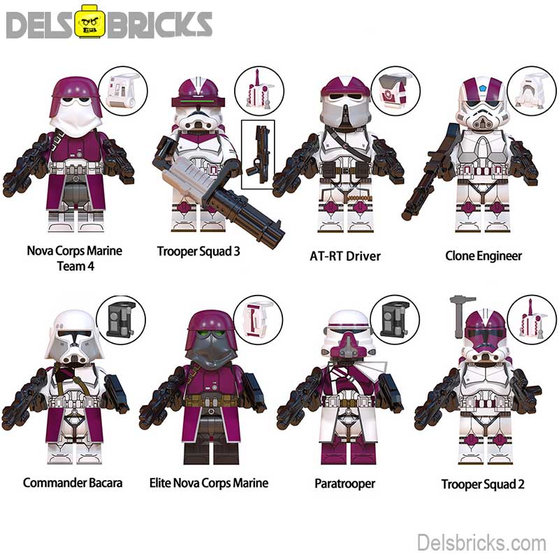 Set of 8 - 21st Nova Corp Clone Troopers (Star Wars) - Custom Building Blocks Mini Figures Compatible with LEGO