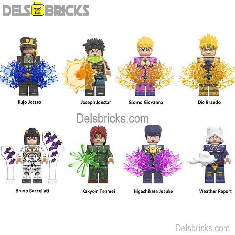 Set of 8 (JoJo's Bizarre Adventure) - Custom Building Blocks Mini Figures Compatible with LEGO