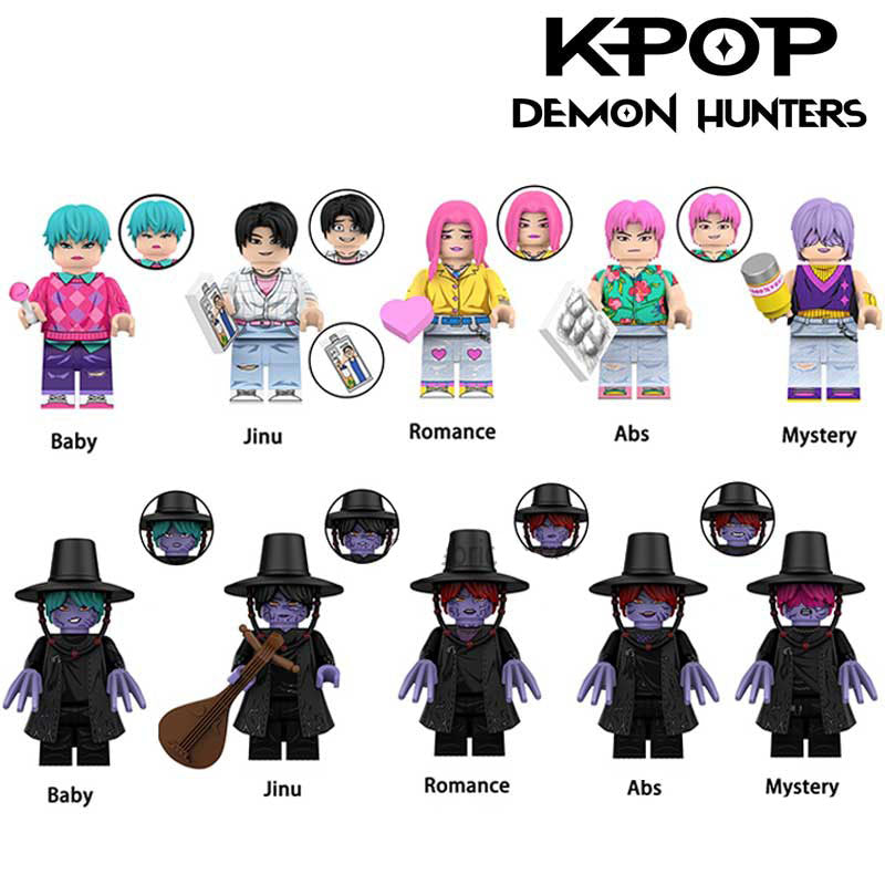Set of 8 - Saja Boys (K-POP Demon Hunters) - Custom Building Blocks Mi ...