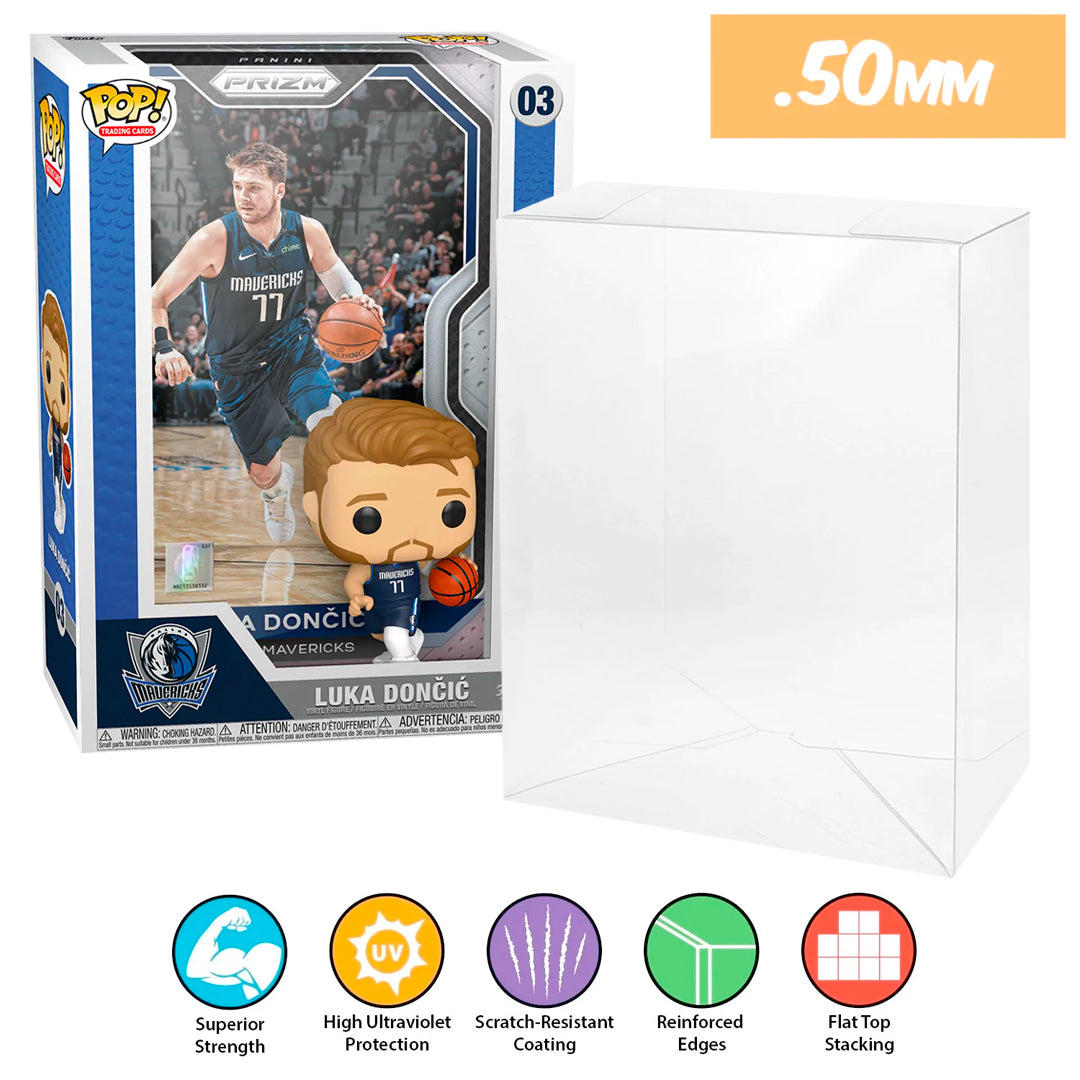 03 nba luka doncic pop trading cards panini prizm best funko pop protectors thick strong uv scratch flat top stack vinyl display geek plastic shield vaulted eco armor fits collect protect display case kollector protector