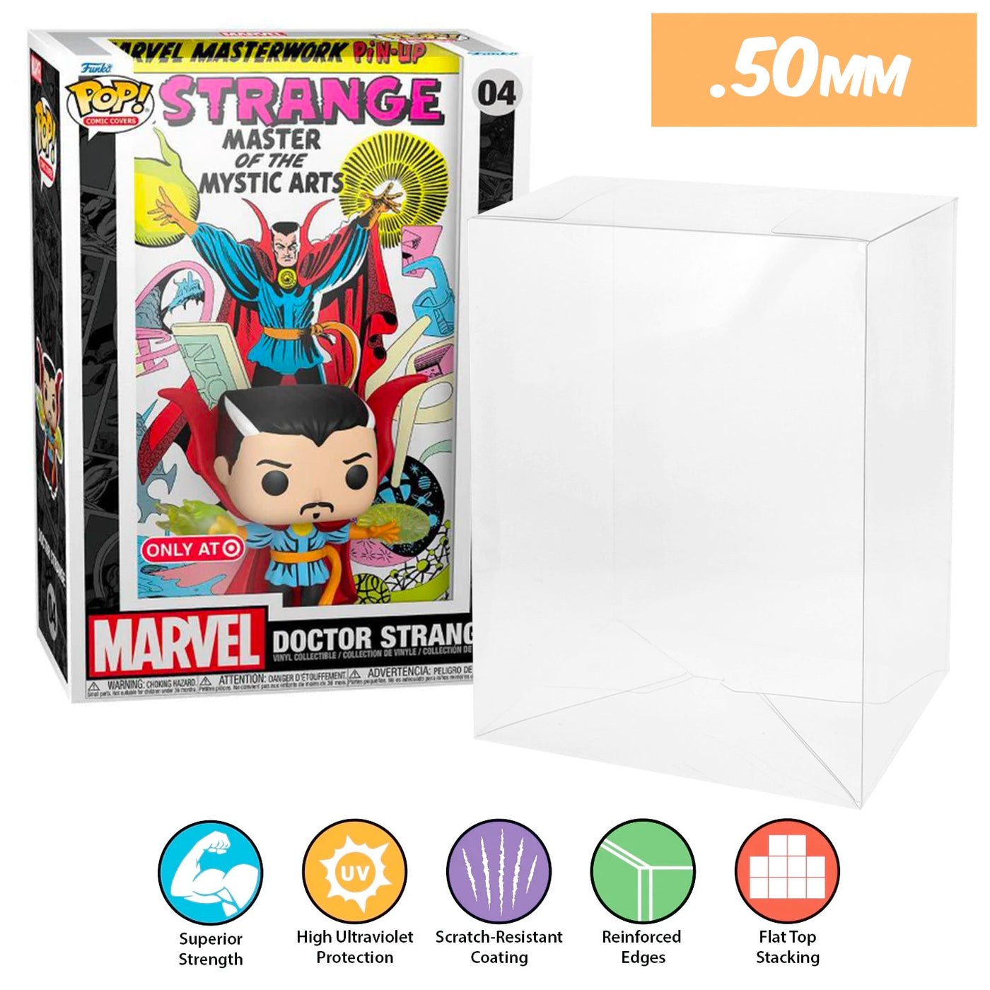 marvel doctor strange target pop comic covers best funko pop protectors thick strong uv scratch flat top stack vinyl display geek plastic shield vaulted eco armor fits collect protect display case kollector protector
