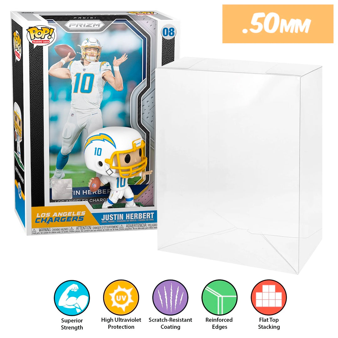 08 nfl justin herbert pop trading cards panini prizm best funko pop protectors thick strong uv scratch flat top stack vinyl display geek plastic shield vaulted eco armor fits collect protect display case kollector protector