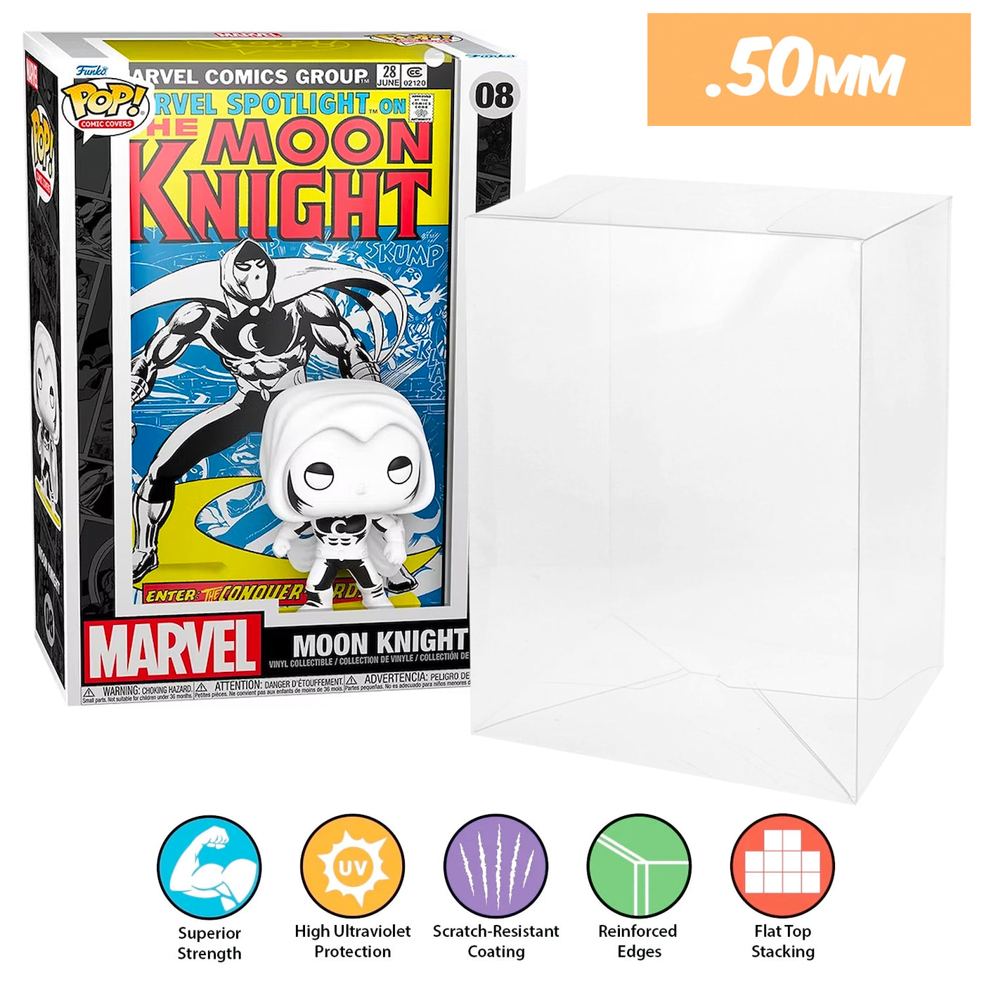 marvel moon knight pop comic covers best funko pop protectors thick strong uv scratch flat top stack vinyl display geek plastic shield vaulted eco armor fits collect protect display case kollector protector