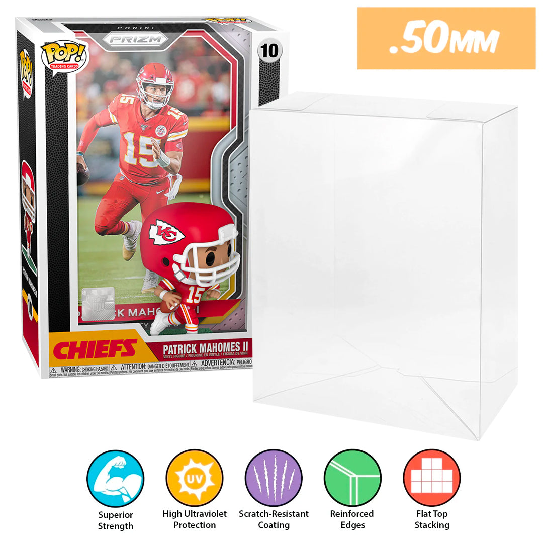 10 nfl patrick mahomes ii pop trading cards panini prizm best funko pop protectors thick strong uv scratch flat top stack vinyl display geek plastic shield vaulted eco armor fits collect protect display case kollector protector