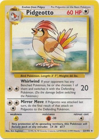 Pidgeotto (Base Set) #22/102 Pokemon Trading Card