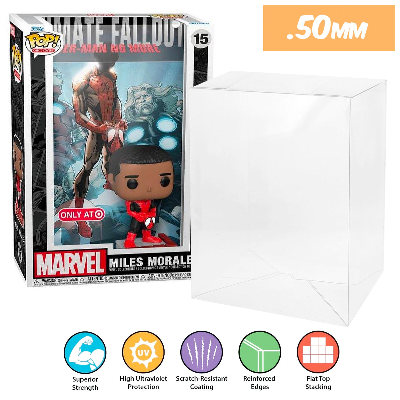 marvel miles morales target pop comic covers best funko pop protectors thick strong uv scratch flat top stack vinyl display geek plastic shield vaulted eco armor fits collect protect display case kollector protector