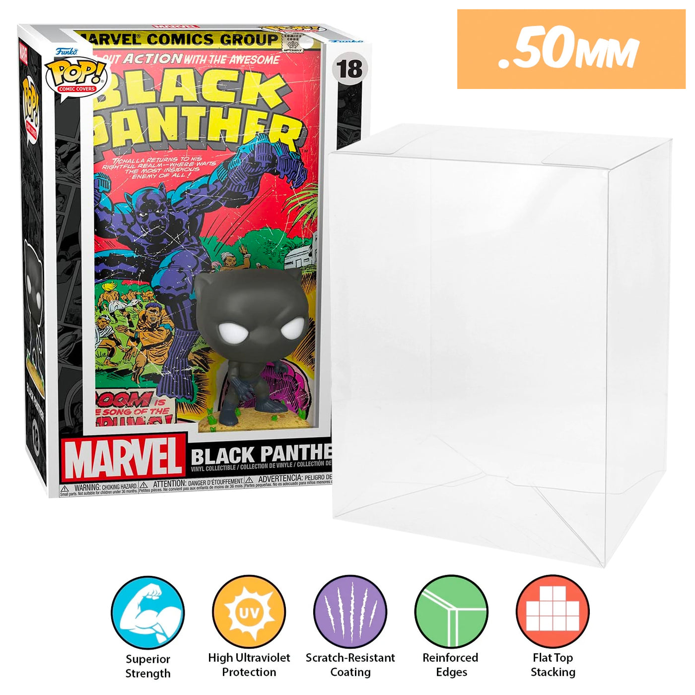marvel black panther pop comic covers best funko pop protectors thick strong uv scratch flat top stack vinyl display geek plastic shield vaulted eco armor fits collect protect display case kollector protector