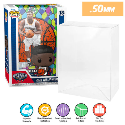 18 nba zion williamson pop trading cards panini prizm best funko pop protectors thick strong uv scratch flat top stack vinyl display geek plastic shield vaulted eco armor fits collect protect display case kollector protector