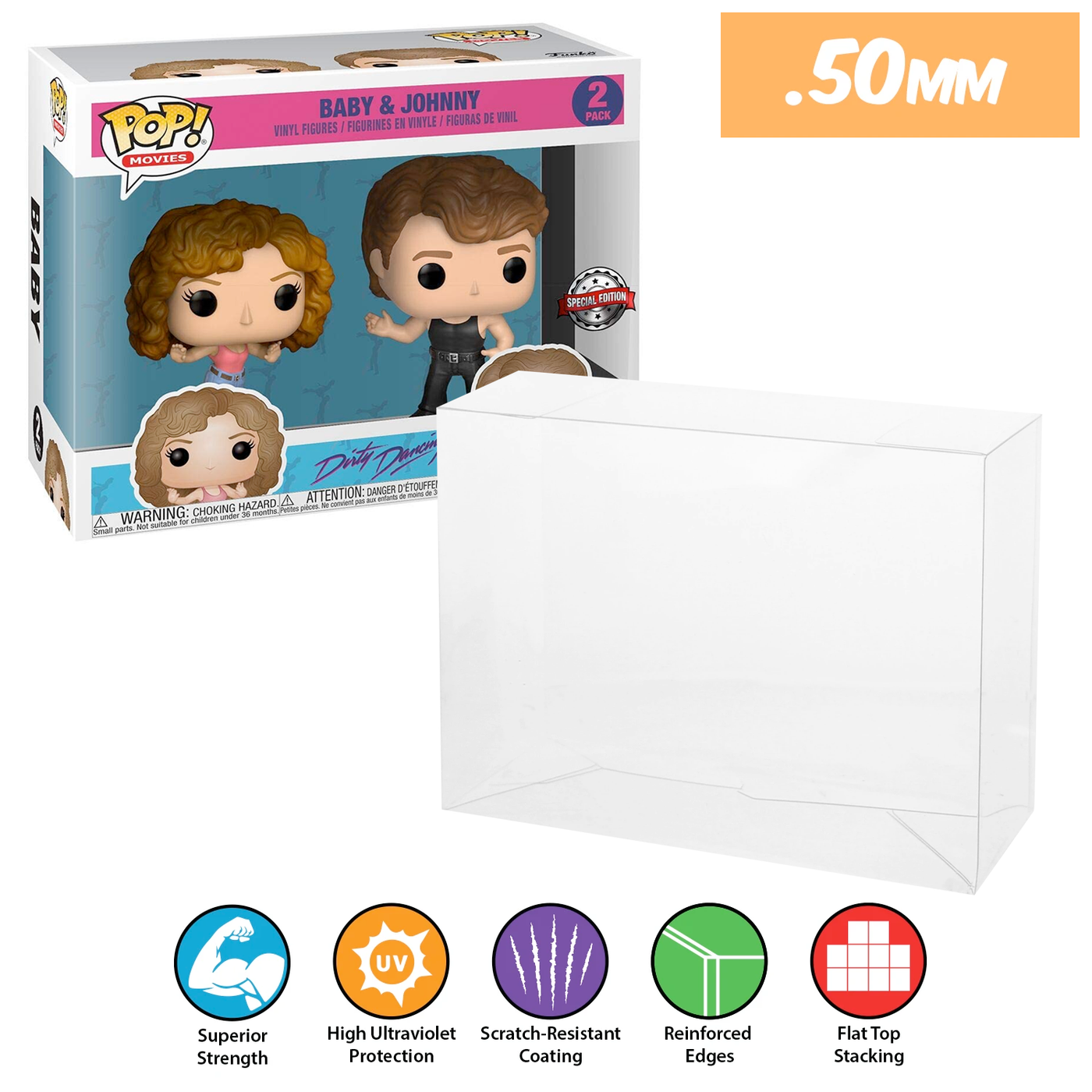 baby johnny 2 pack best funko pop protectors thick strong uv scratch flat top stack vinyl display geek plastic shield vaulted eco armor fits collect protect display case kollector protector
