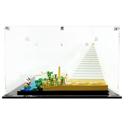 Display Geek Flying Box 3mm Thick Custom Acrylic Display Case for LEGO 21058 Great Pyramid of Giza (9h x 16w x 14.5d)