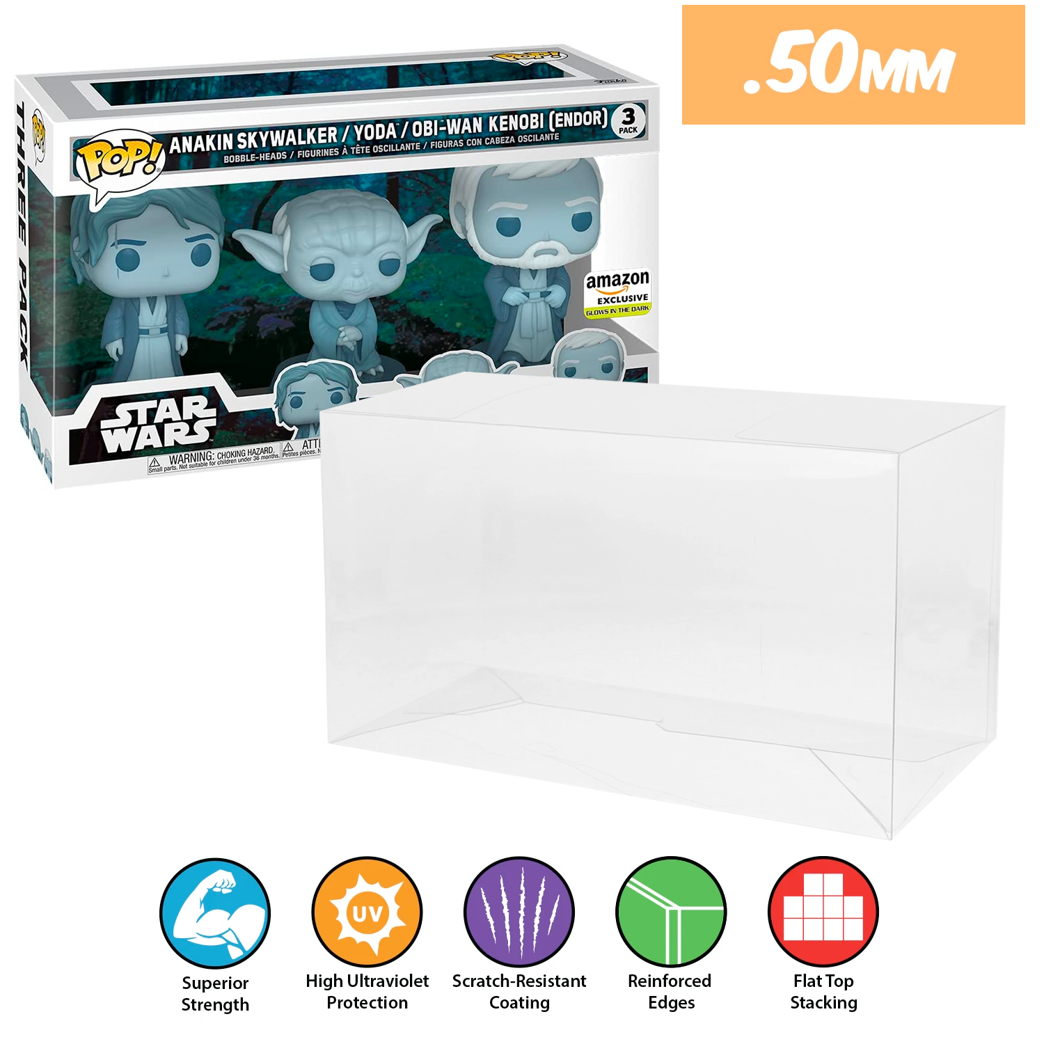 3 PACK FORCE GHOST Pop Protectors for Funko (0.50mm thick, UV & Scratc ...