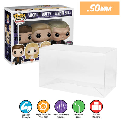 angel buffy vampire spike 3 pack best funko pop protectors thick strong uv scratch flat top stack vinyl display geek plastic shield vaulted eco armor fits collect protect display case kollector protector