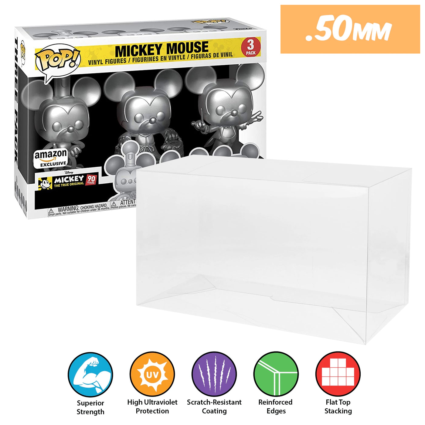 mickey mouse amazon 3 pack best funko pop protectors thick strong uv scratch flat top stack vinyl display geek plastic shield vaulted eco armor fits collect protect display case kollector protector