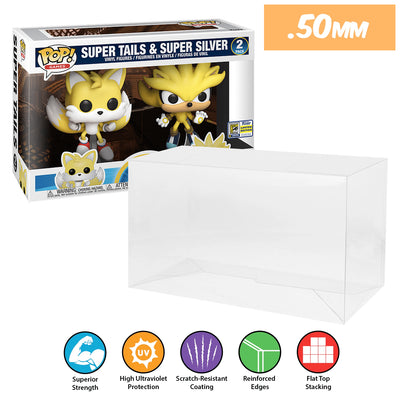 super tails silver 2 pack best funko pop protectors thick strong uv scratch flat top stack vinyl display geek plastic shield vaulted eco armor fits collect protect display case kollector protector
