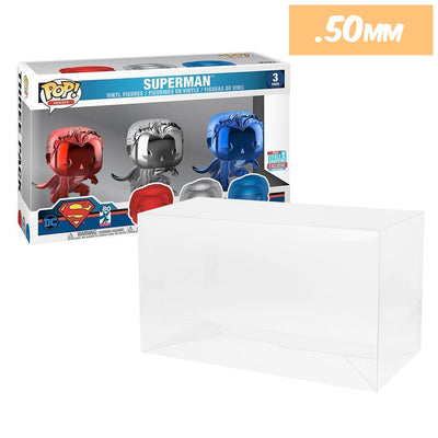 superman chrome nycc 3 pack best funko pop protectors thick strong uv scratch flat top stack vinyl display geek plastic shield vaulted eco armor fits collect protect display case kollector protector