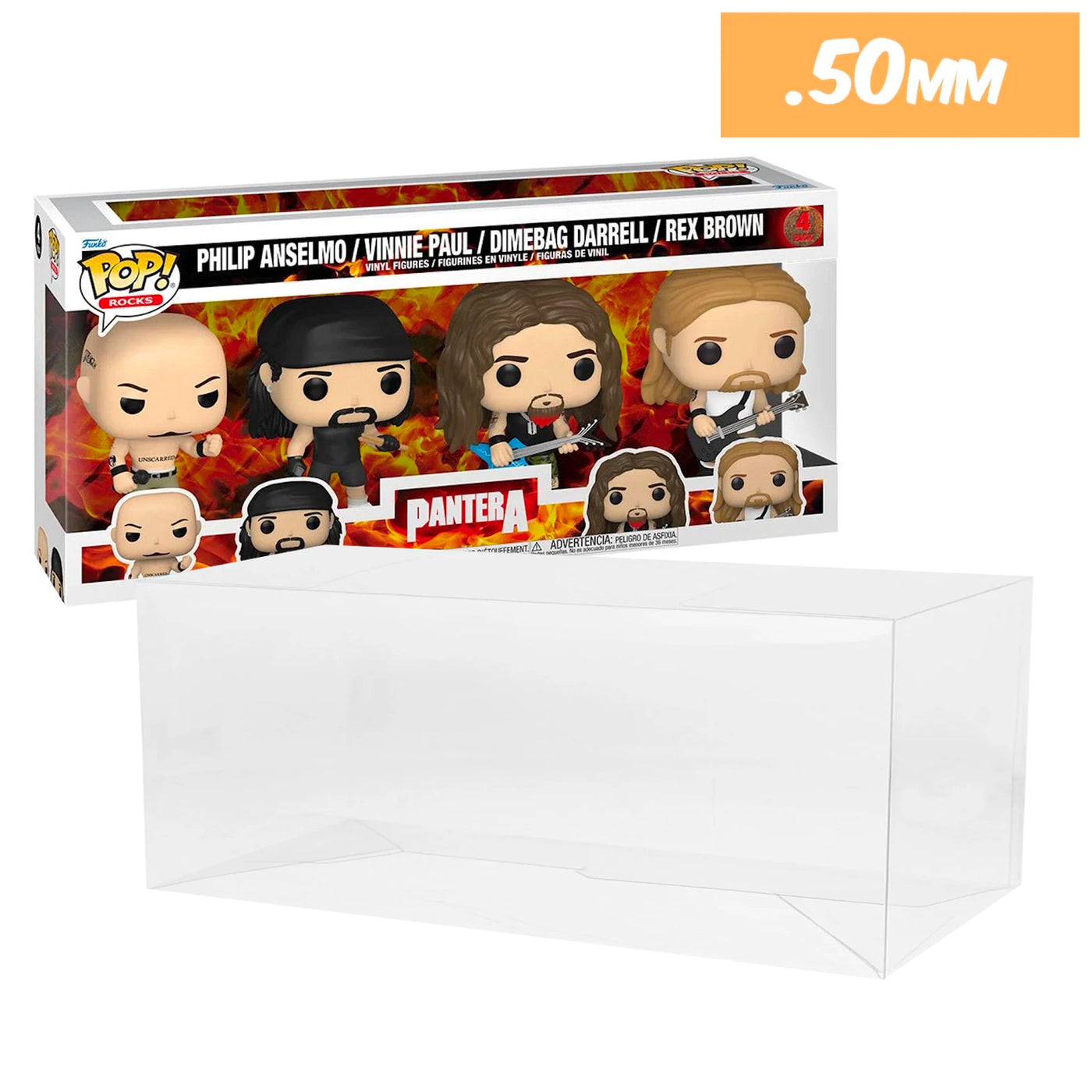pantera 4 pack best funko pop protectors thick strong uv scratch flat top stack vinyl display geek plastic shield vaulted eco armor fits collect protect display case kollector protector philip anselmo vinnie paul dimebag darrell rex brown