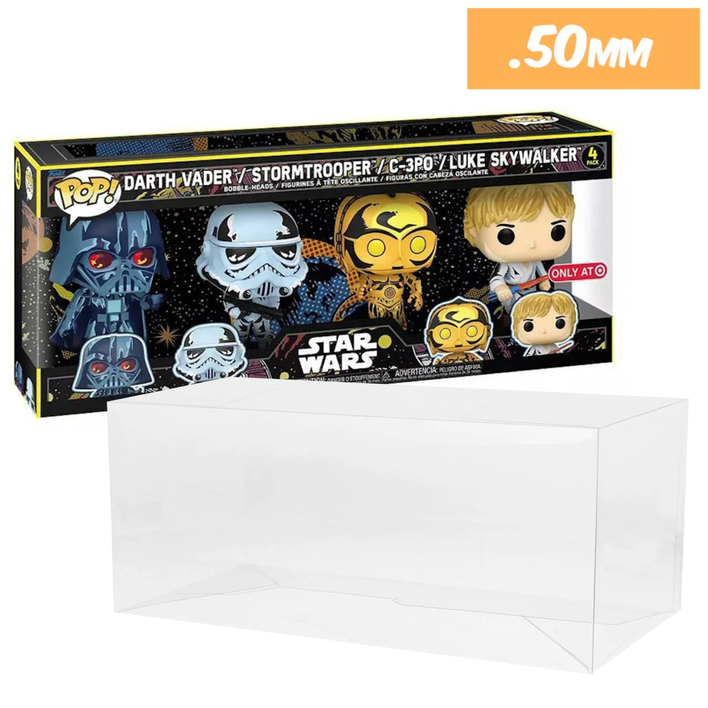 star wars retro target 4 pack best funko pop protectors thick strong uv scratch flat top stack vinyl display geek plastic shield vaulted eco armor fits collect protect display case kollector protector