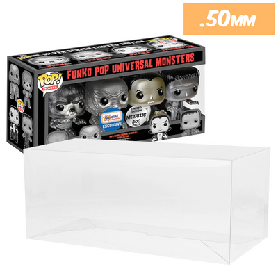 fugitive universal monsters 4 pack best funko pop protectors thick strong uv scratch flat top stack vinyl display geek plastic shield vaulted eco armor fits collect protect display case kollector protector